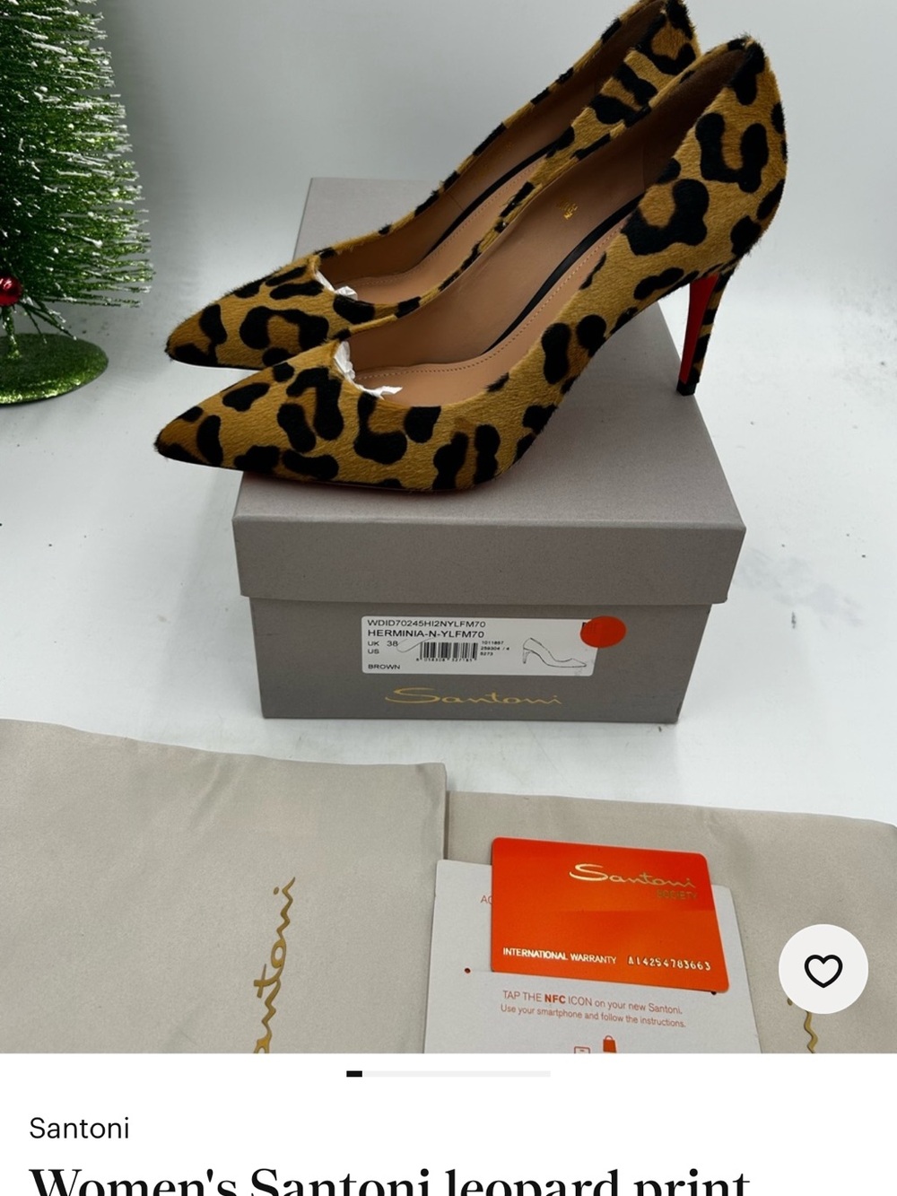 Santoni Leopard-Print Pointed Toe Stiletto Pumps - Tan/Black